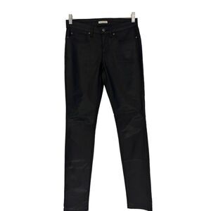 Eileen Fisher Black Waxed Faux Leather Denim Jeans Pants Size 4 Minimalist